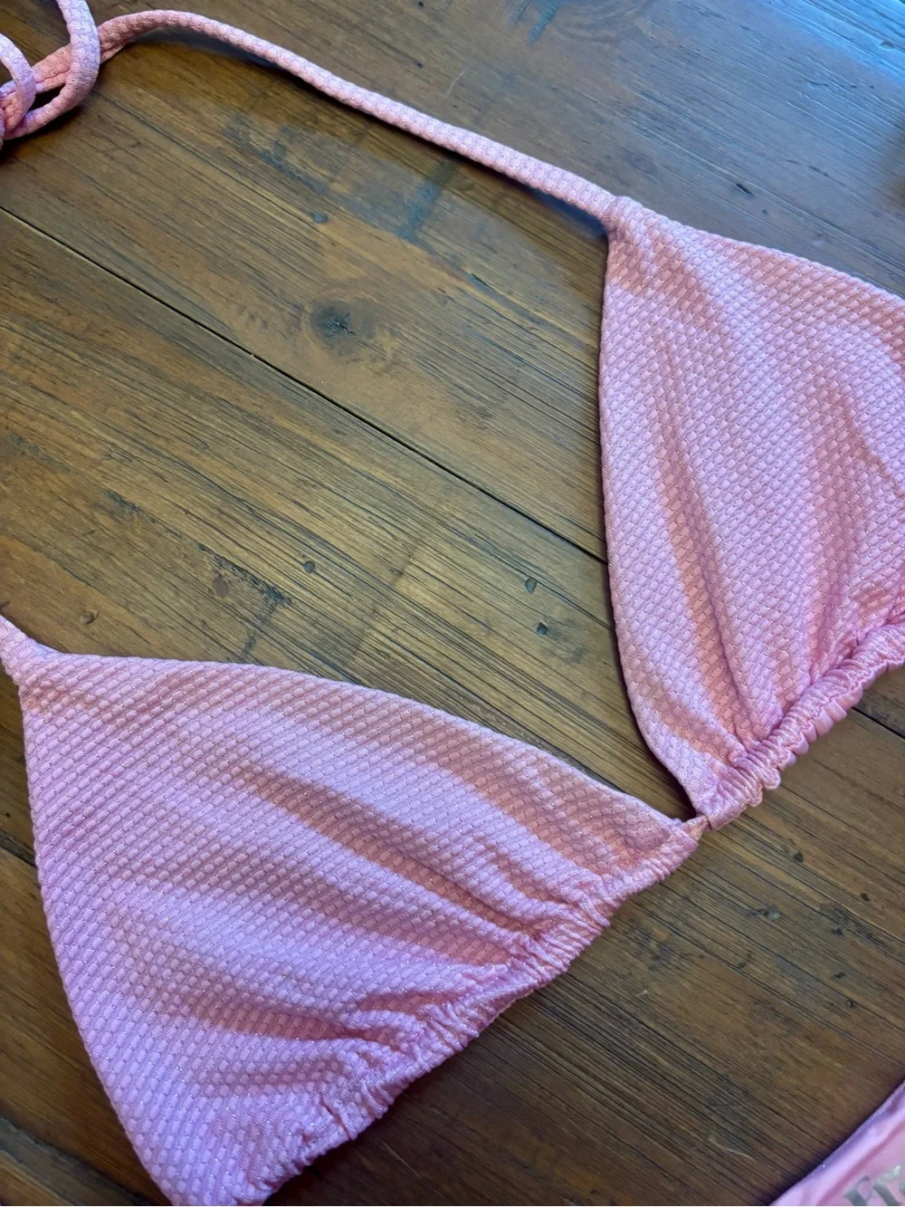 Frankie’s bikinis pink ribbed bikini set